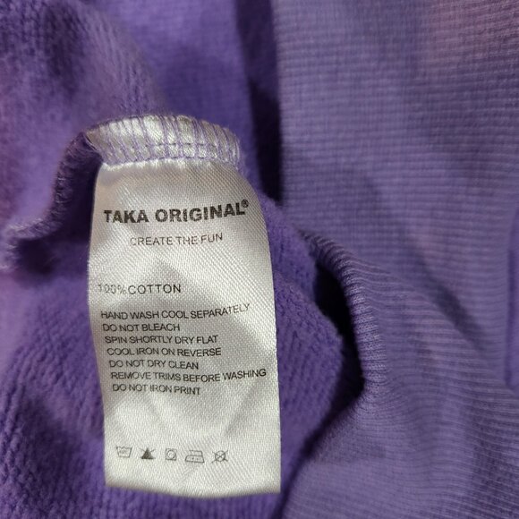 TAKA ORIGINAL Hoodie Moody Bob Womens Small Purple White Drawstring Sweatshirt‎ - Picture 14 of 15